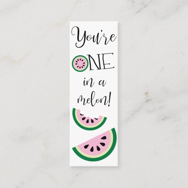 Valentine's You're One in a Melon! Mini Bookmark  Business Card (Front)