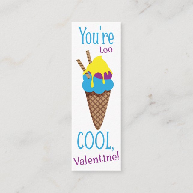 Valentine's You're Too Cool!  Mini Bookmark  Mini Business Card (Front)
