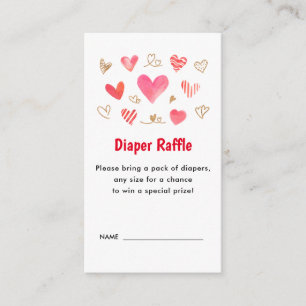 Valentines's Day Baby Shower Diaper Raffle Tickets Enclosure Card