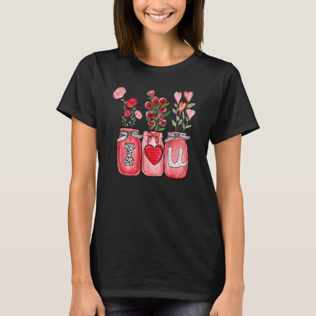 Valentineu2019s Day I Love You Retro Flower Wildfl T-Shirt (Front)