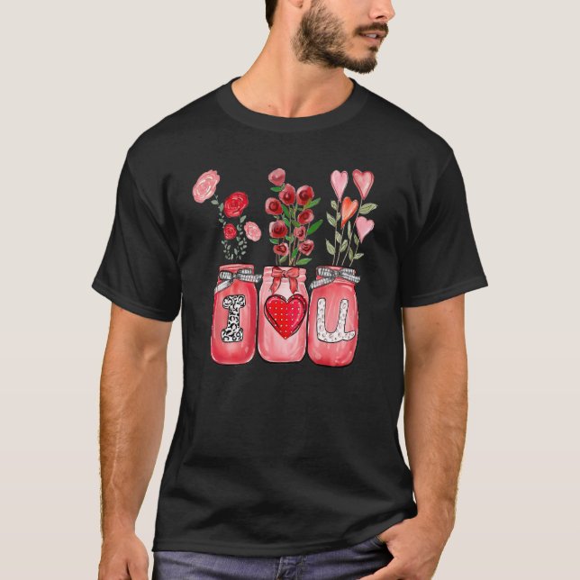 Valentineu2019s Day I Love You Retro Flower Wildfl T-Shirt (Front)