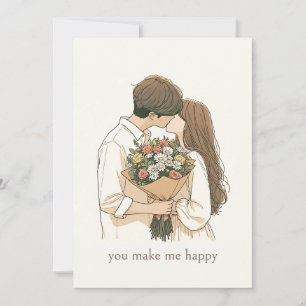 Valentinstag- Pärchen mit Blumenstrauß-  Invitation