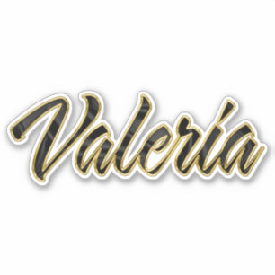 Valeria black gold lettering sticker