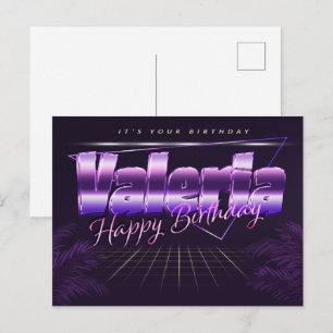 Valeria Name Vorname lila Postkarte Geburtstag Postcard