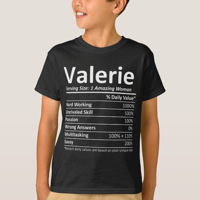 VALERIE Nutrition Personalised Name Funny Christma T-Shirt (Front)