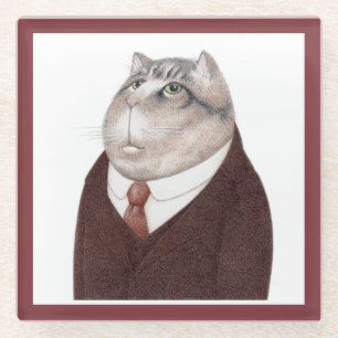 VALET CAT Glass Drink Coaster 