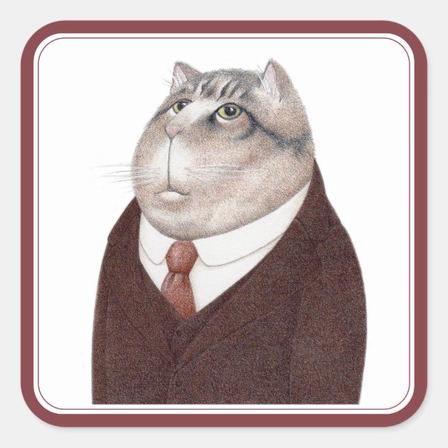 VALET CAT Large Square Stickers (Front)