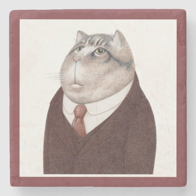 VALET CAT Marble Stone Coaster (Front)