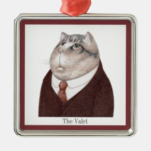 VALET CAT Premium Square Ornament + Text