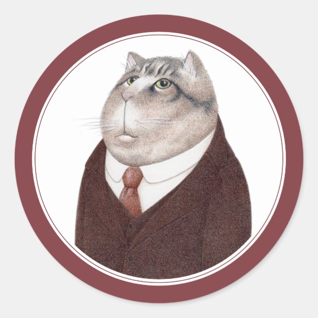 VALET CAT Small Round Stickers (Front)