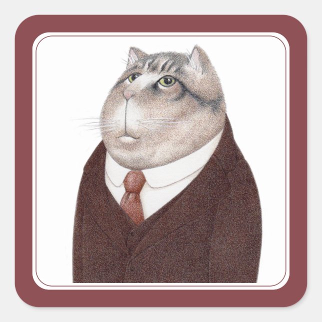 VALET CAT Small Square Stickers (Front)