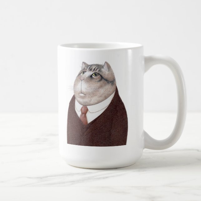 VALET CAT Tall White Mug  (Right)