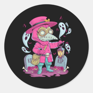 Valgory Vintage Gothic Plague Doctor Graves Hallow Classic Round Sticker