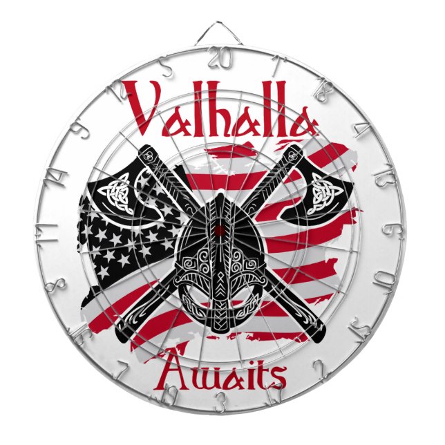  Valhalla Awaits - American Flag Dartboard (Front)
