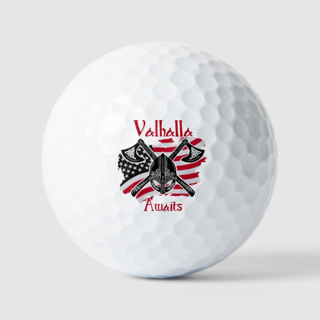  Valhalla Awaits - American Flag Golf Balls (Front)