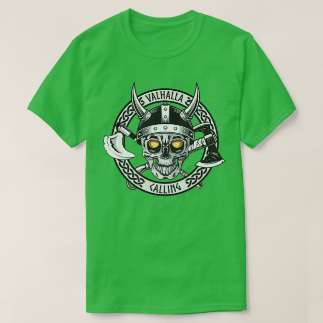 Valhalla Calling Skull And Axes T-Shirt (Design Front)