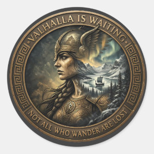 Valhalla Is Waiting: Valkyrie Spirit Medallion Classic Round Sticker