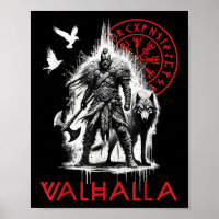 Valhalla Odin Wolf And Raven Viking Runes Norse Co