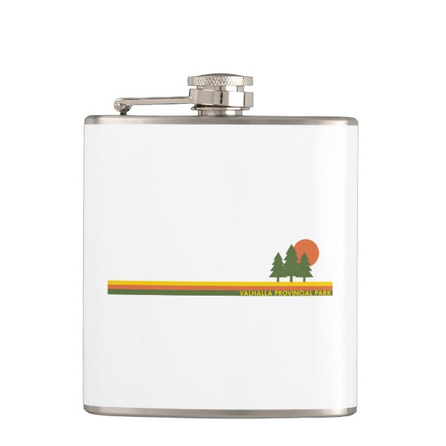 Valhalla Provincial Park Pine Trees Sun Hip Flask (Front)