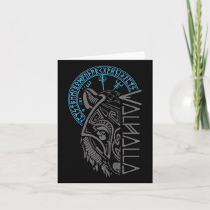 Valhalla Wolf Mask Odin Runes Norse Comp Viking  Card