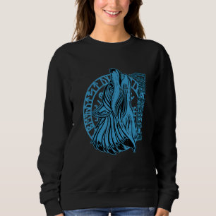 Valhalla Wolf Mask Odin Runes Norse Compass Viking Sweatshirt