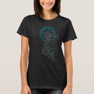 Valhalla Wolf Mask Odin Runes Norse Compass Viking T-Shirt