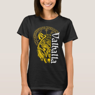 Valhalla Wolf Mask Odin Runes Norse Compass Viking T-Shirt