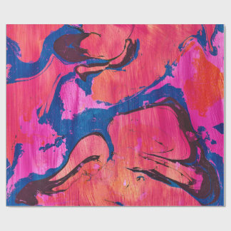 Valiant 1 Red Blue Ebru Abstract Wrapping Paper