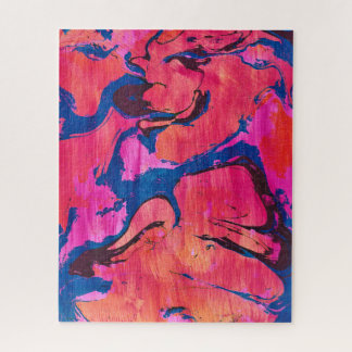 Valiant 1 Red Blue Ebru Style Abstract Puzzle