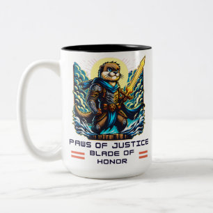 Valiant Otter Warrior with Sword Two-Tone Coffee Mug
