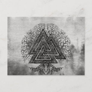 Valknut and Tree of Life Yggdrasil Postcard