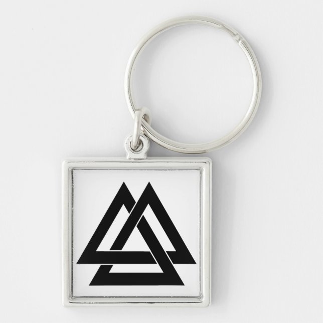 Valknut - Black and White Key Ring (Front)