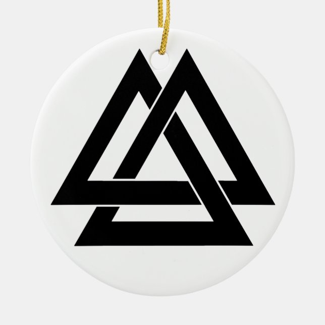 Valknut - Black Ceramic Tree Decoration (Front)