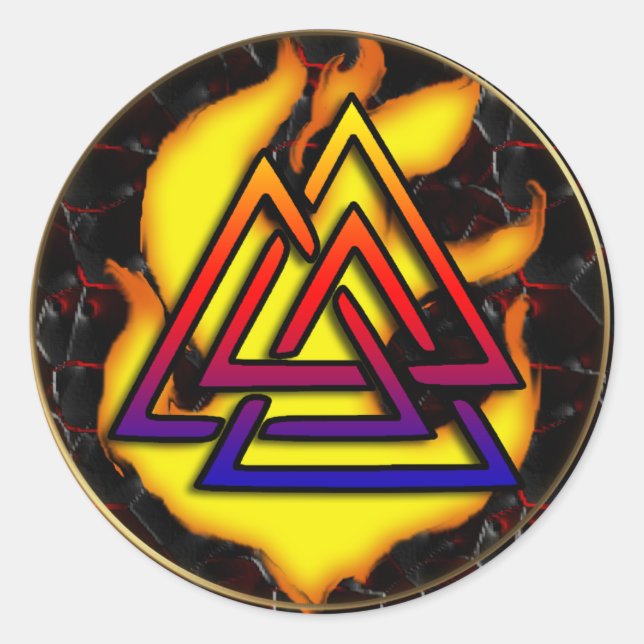 valknut classic round sticker (Front)
