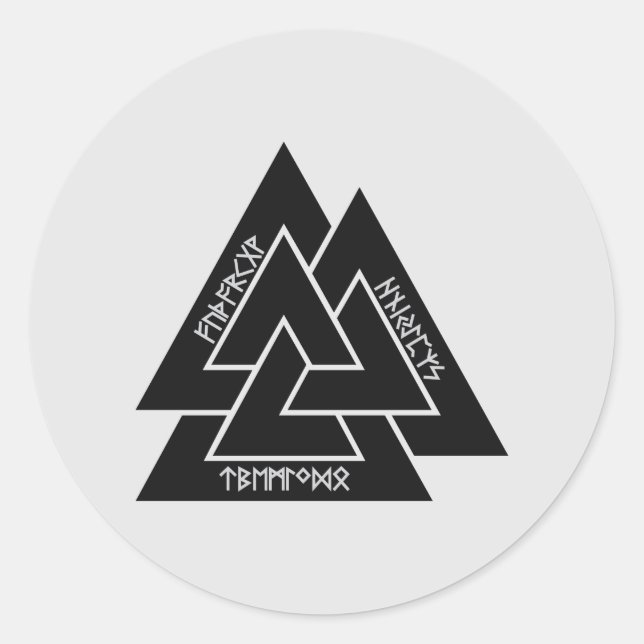 Valknut Etched Runes Stickers (Round) (Front)