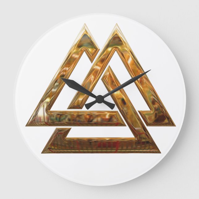 Valknut - gold large clock (Front)