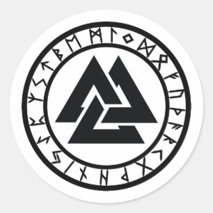 Valknut - Rune Circle Classic Round Sticker
