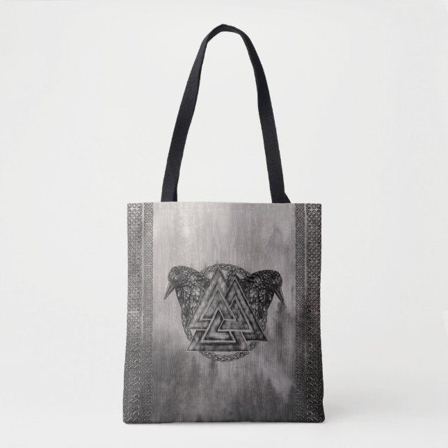 Valknut Symbol and Ravens Tote Bag (Front)