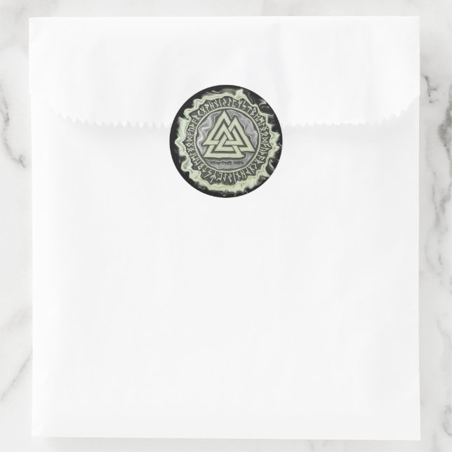 Valknut (Warped) Classic Round Sticker (Bag)
