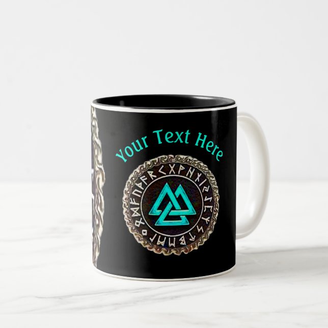 Valknut (Winding) Two-Tone Coffee Mug (Front Right)