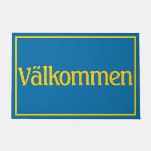 Välkommen Welcome in Swedish Flag Colours Doormat
