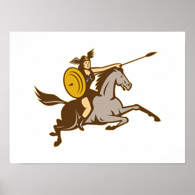 Valkyrie Riding Horse Retro Poster (Front)