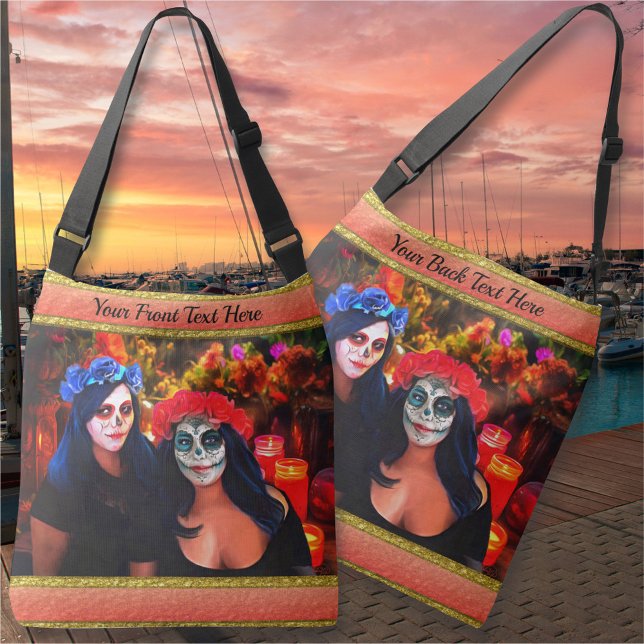 Vallarta Catrinas with Flowers & Candles 1718 Crossbody Bag (Creator Uploaded)