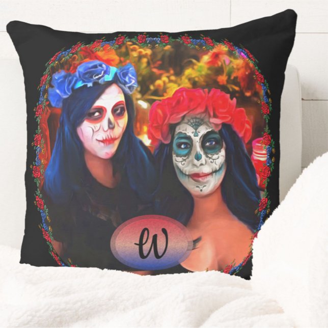 Vallarta Catrinas with Flowers & Candles 1718 Cushion (Creator Uploaded)
