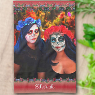 Vallarta Catrinas with Flowers & Candles 1718 Tea Towel