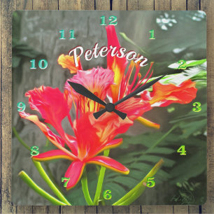 Vallarta Flaming Beauty 1583 Square Wall Clock