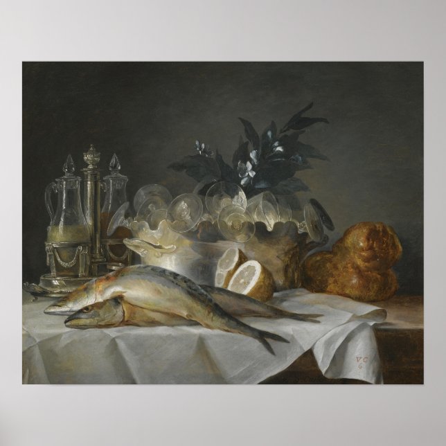 Vallayer-Coster - Still Life With Mackerel, Bread Poster (Front)