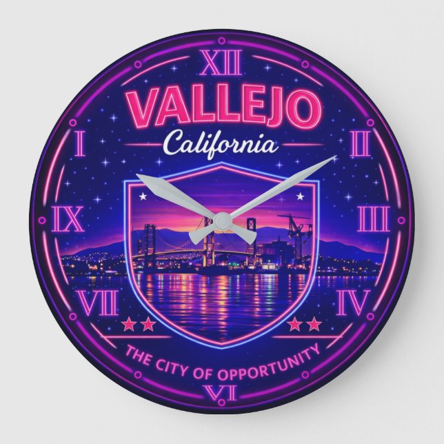 Vallejo California Waterfront Bridge Large Clock (Front)
