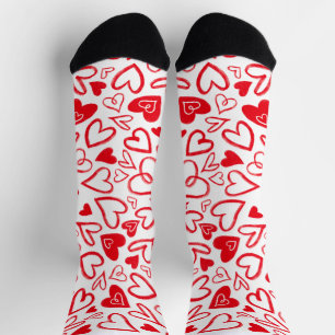 Vallentines day socks. Crazy fun red hearts Socks