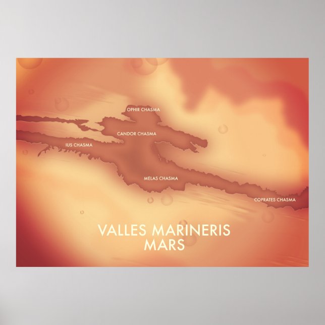 Valles marineris Mars map Poster (Front)